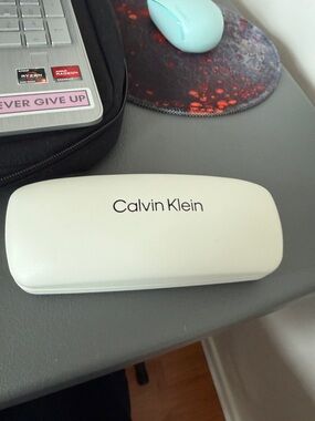 Calvin Klein White Sunglasses Case with Black Logo